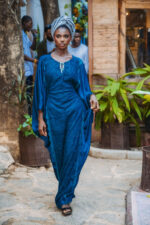 Blue silk bubu with lace - Image 2
