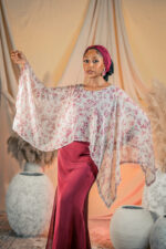 Red and white flowery chiffon dress - Image 2