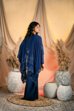 Midnight blue cape dress
