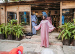 metallic pink dress with kimono - Image 2